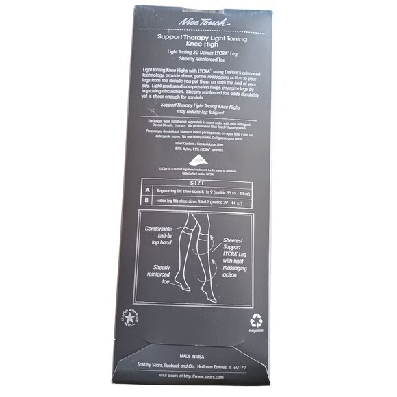 Nice Touch Light Toning Support Therapy Knee Highs Nude Size B NEW - Picture 3 of 4